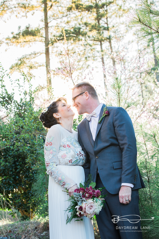 spring wedding after vows kiss